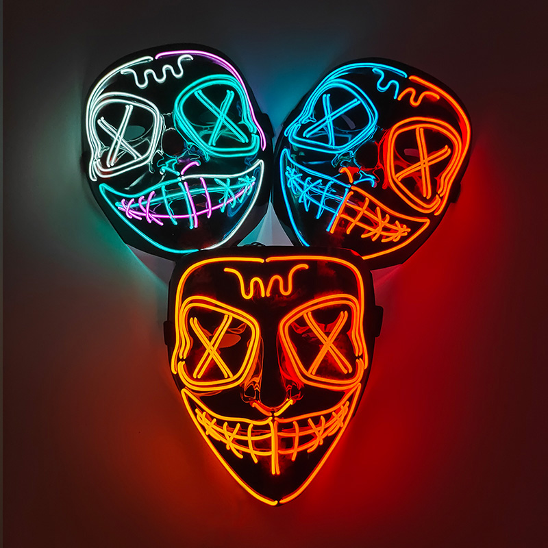 Led Purge Mask Halloween - Беспроводная светодиодная светящаяся маска EL неоновая