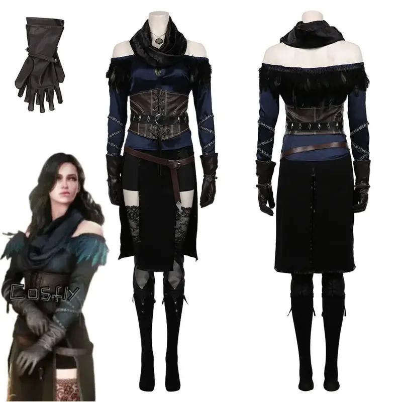 Medieval Renaissance Dress Women - Йеннифэр Косплей Фантазия Костюм Маскировка для