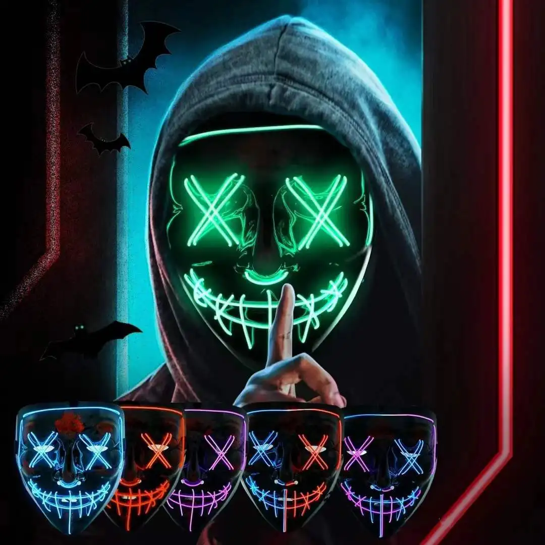 Беспроводная страшная светящая – обзор и цена Led Purge Mask Halloween